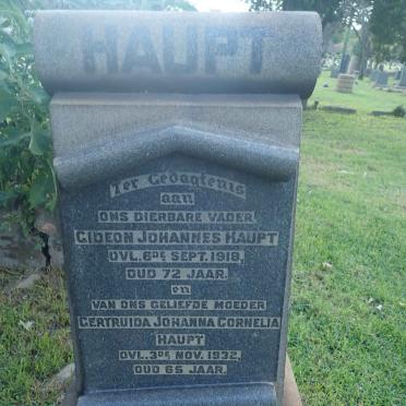 HAUPT Gideon Johannes -1918 &amp; Gertruida Johanna Cornelia -1932