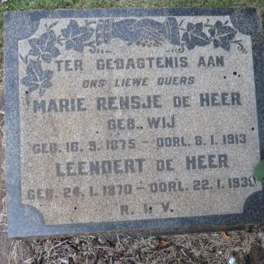 HEER Leendert, de 1870-1939 &amp;  Marie Rensje WIJ 1875-1913