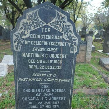 JOUBERT Marthinus C. 1866-1939 &amp; Susara J.C. 1887-1971