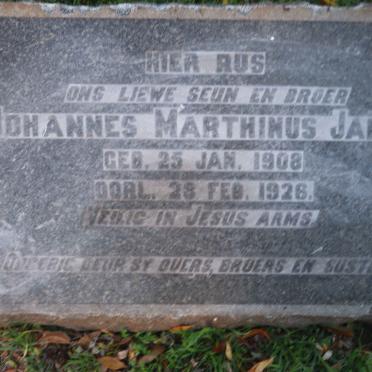 JANSEN Johannes Marthinus 1908-1926
