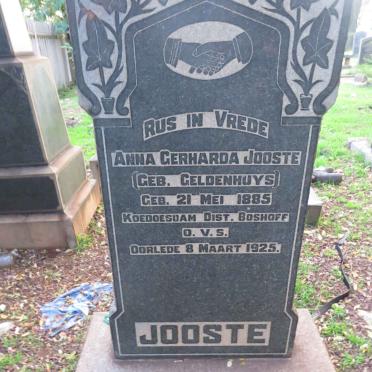 JOOSTE Anna Gerharda nee GELDENHUYS 1885-1925