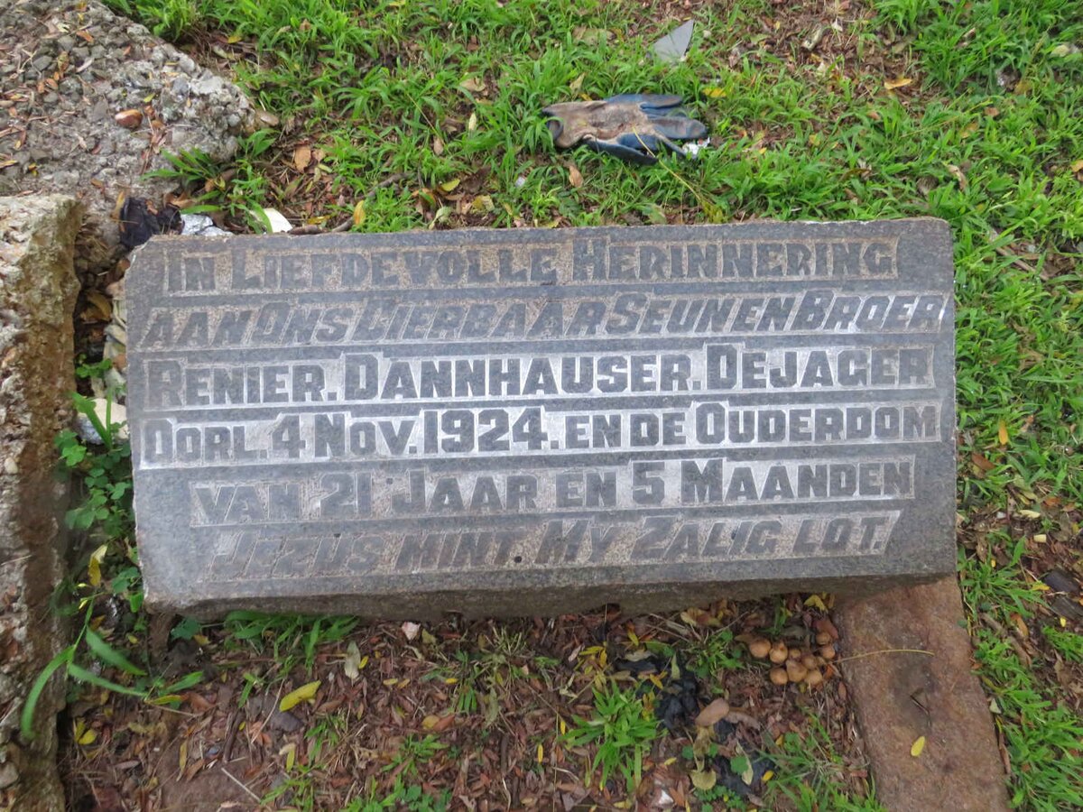 JAGER Renier Dannhauser, de -1924