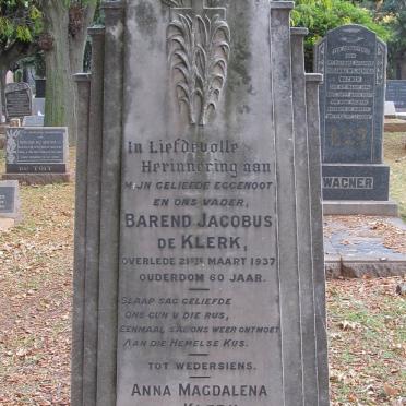 KLERK Barend Jacobus, de -1937 &amp; Anna Magdalena 1882-1951