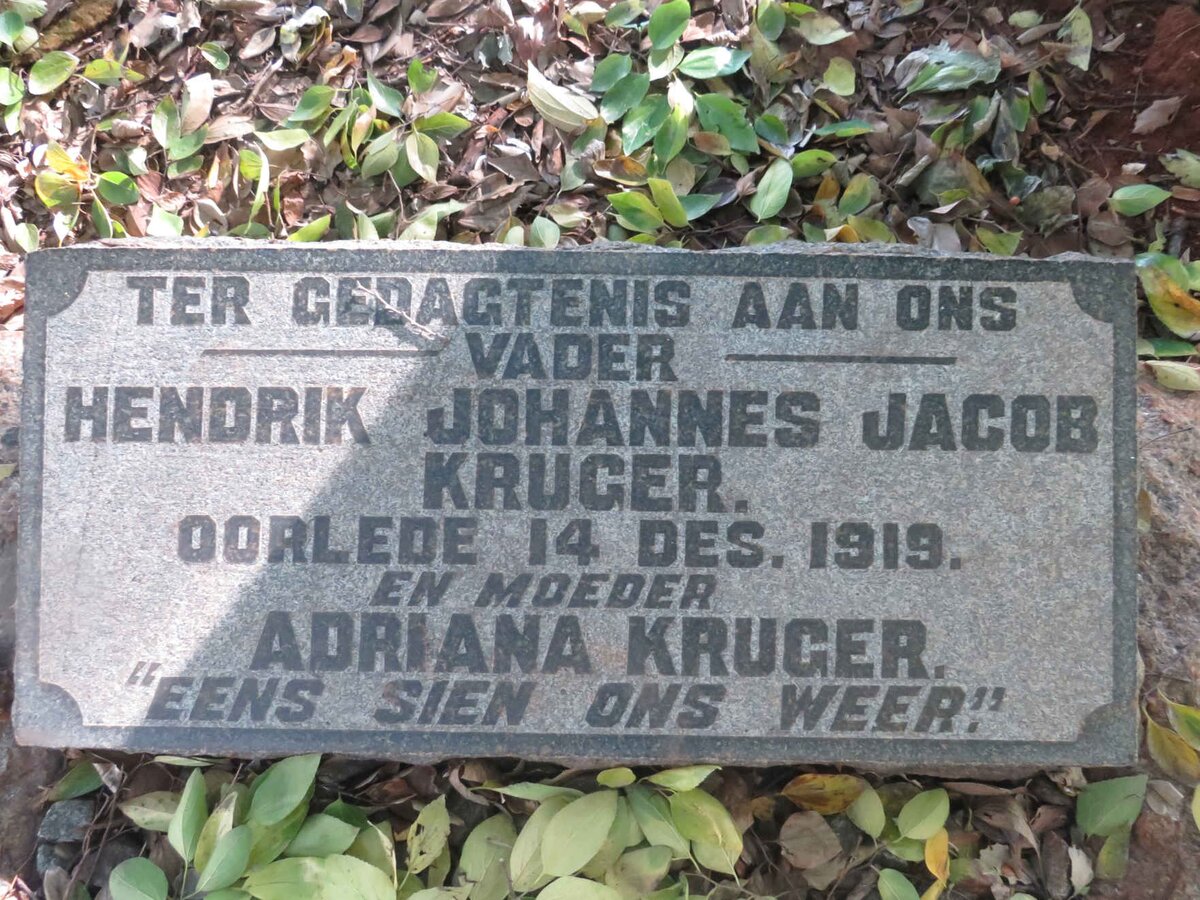 KRUGER Hendrik Johannes Jacob -1919 &amp; Adriana