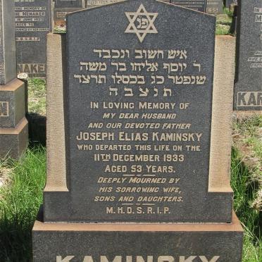 KAMINSKY Joseph Elias -1933