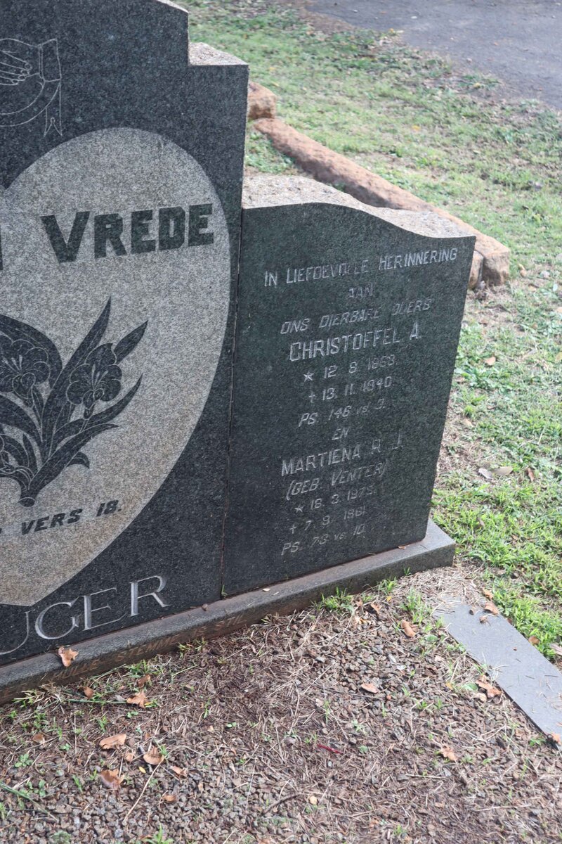 KRUGER Christoffel A. 1863-1940 &amp; Martiena R.J. VENTER 1875-1961