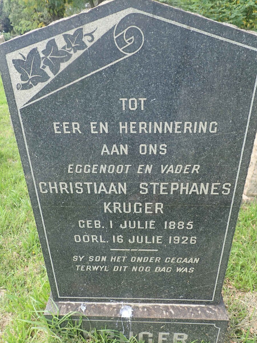 KRUGER Christiaan Stephanes 1885-1926