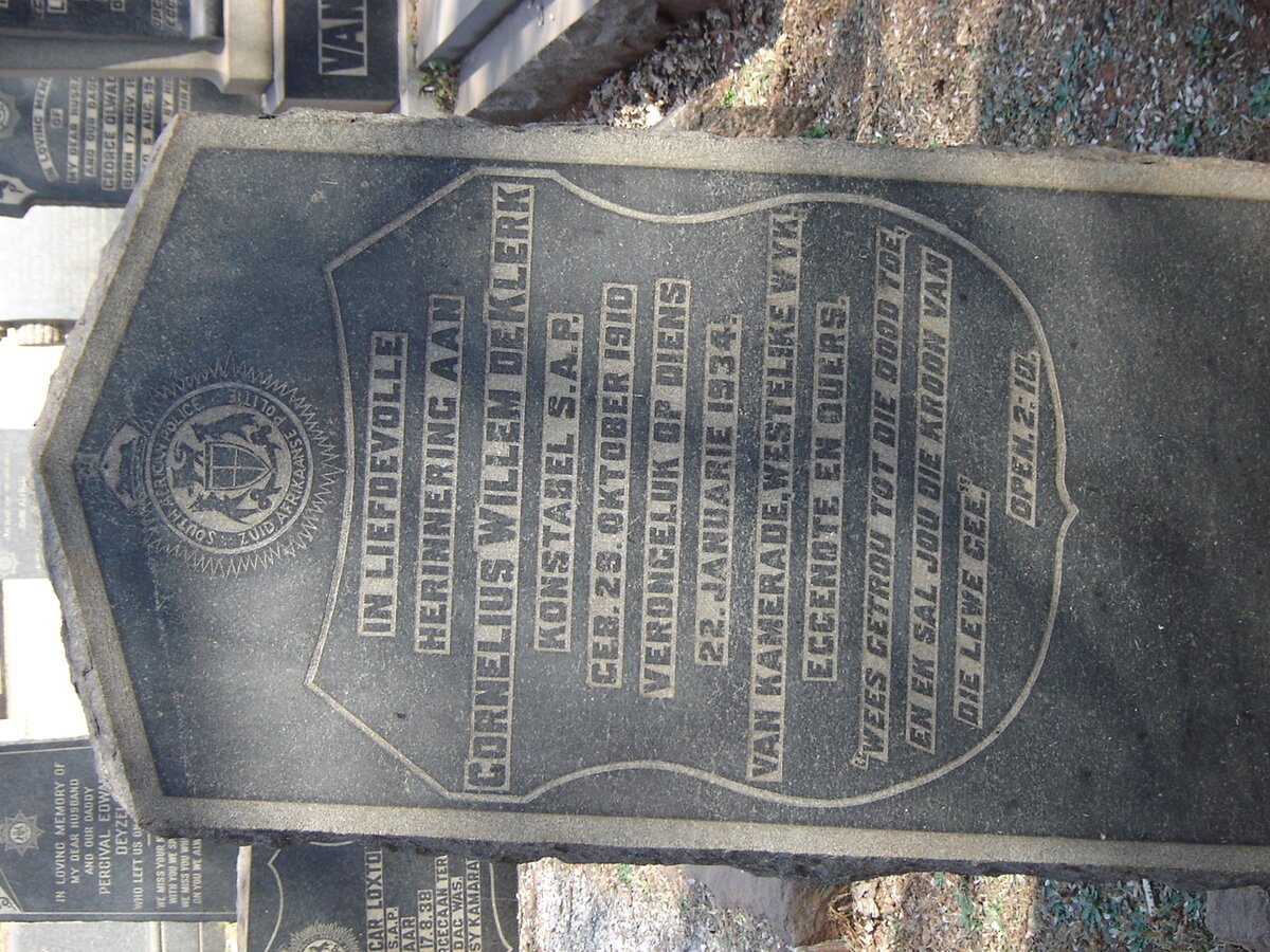 KLERK Cornelius Willem, de 1910-1934