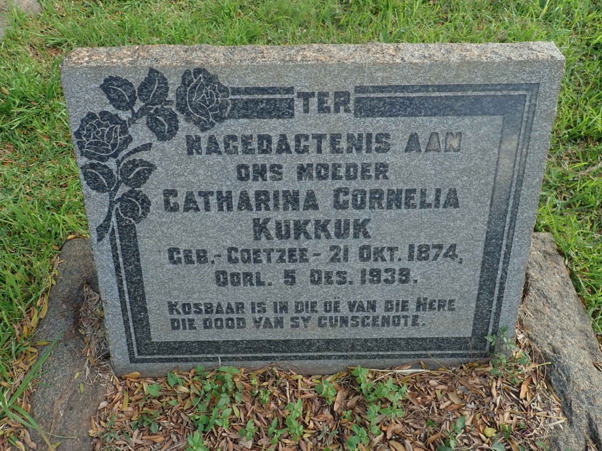 KUKKUK Catharina Cornelia nee COETZEE 1874-1939
