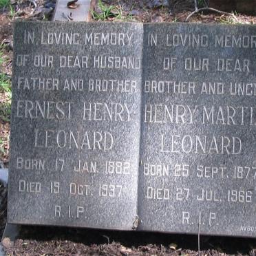 LEONARD Ernest Henry 1882-1937 :: LEONARD Henry Martin 1877-1966