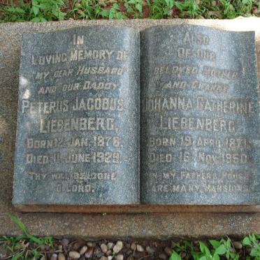 LIEBENBERG Peterus Jacobus 1878-1929 &amp; Johanna Catherina 1871-1950
