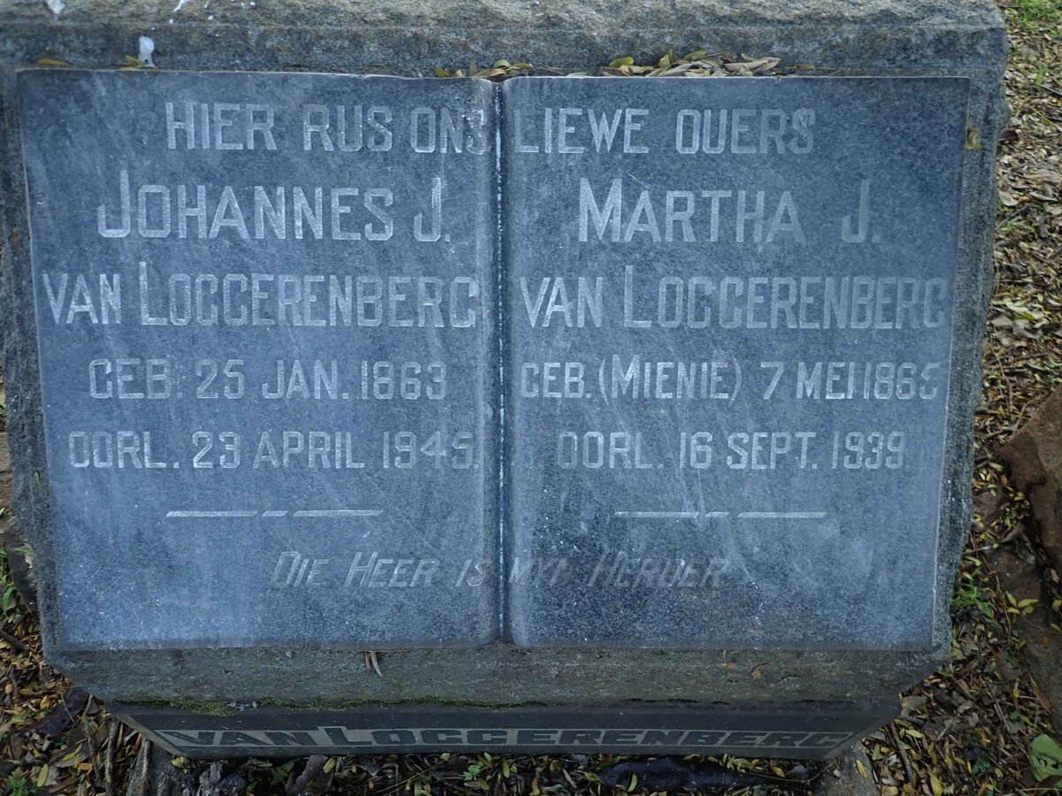 LOGGERENBERG Johannes. J., van 1863-1945 &amp; Martha J. MIENIE 1865-1939