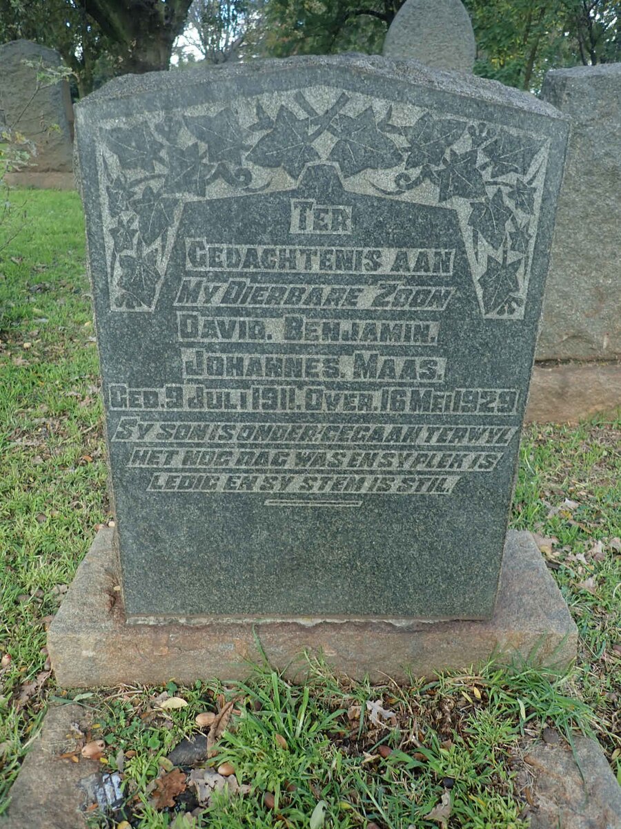MAAS David Benjamin Johannes 1911-1929