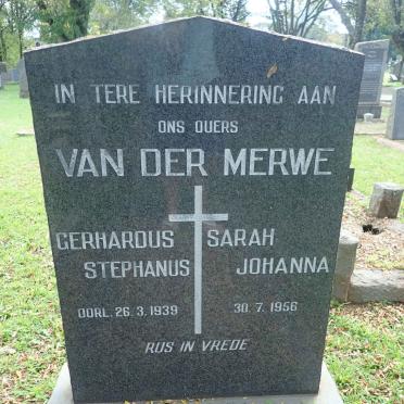 MERWE Gerhardus Stephanus, van der -1939 &amp; Sarah Johanna -1956
