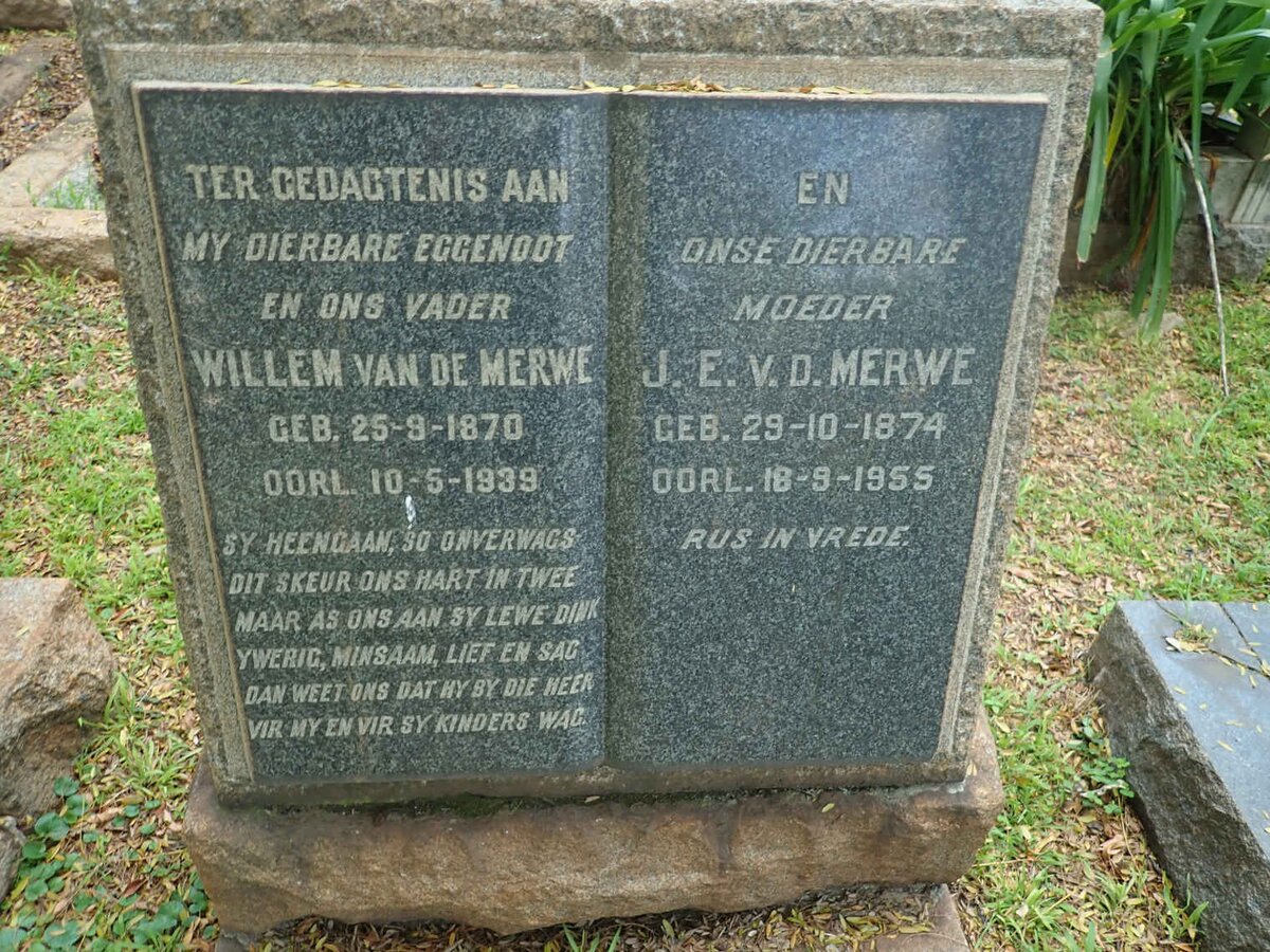 MERWE Willem, van de 1870-1939 &amp; J.E. 1874-1955