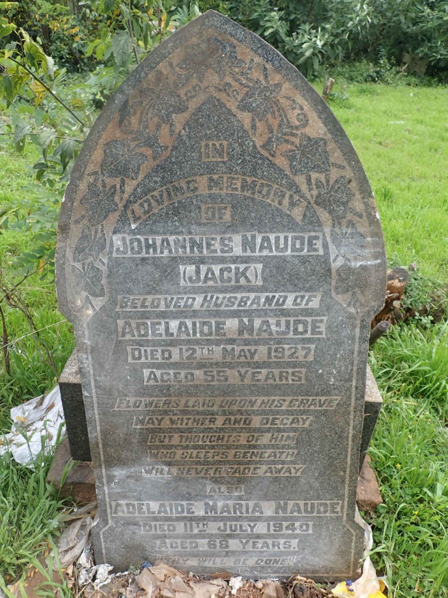 NAUDE Johannes -1927 &amp; Adelaide Maria -1940