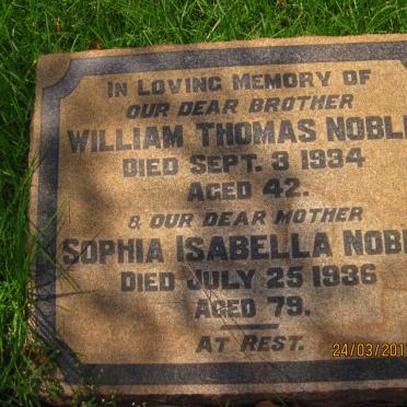 NOBLE Sophia Isabella -1936 :: NOBLE William Thomas -1934