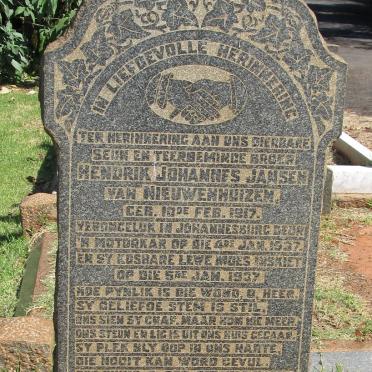 NIEUWENHUIZEN Hendrik Johannes, Jansen van 1917-1937