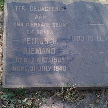 NIEMAND Petrus H. 1905-1940