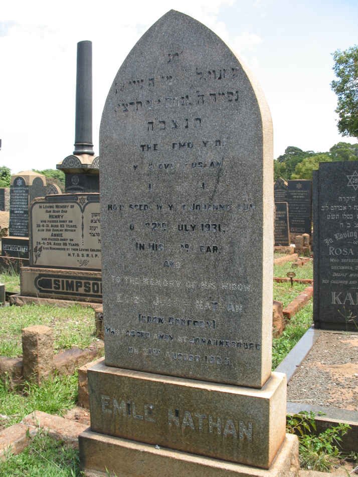 NATHAN Emile -1931 &amp; Eliza Judith GODFREY -1985