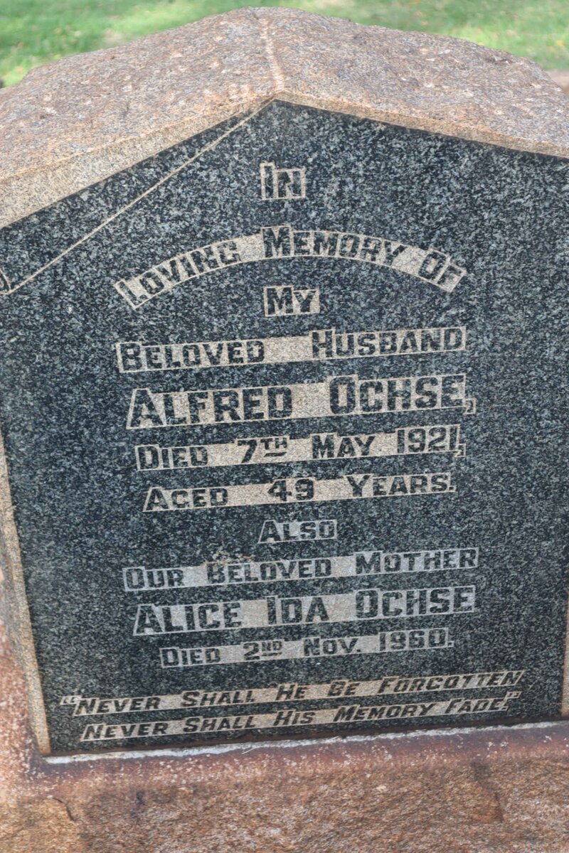 OCHSE Alfred -1921 &amp; Alica Ida -1960