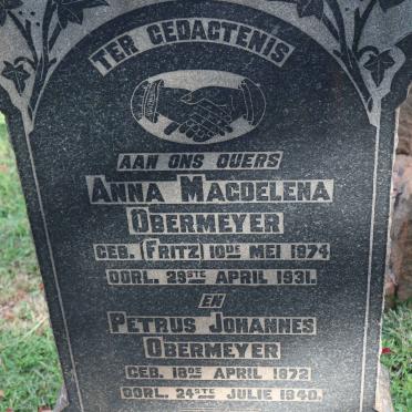 OBERMEYER Petrus Johannes 1872-1940 &amp; Anna Magdelena FRITZ 1874-1931