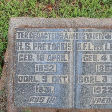PRETORIUS H.S. 1852-1931 &amp; H.F.L. LESSING 1852-1922