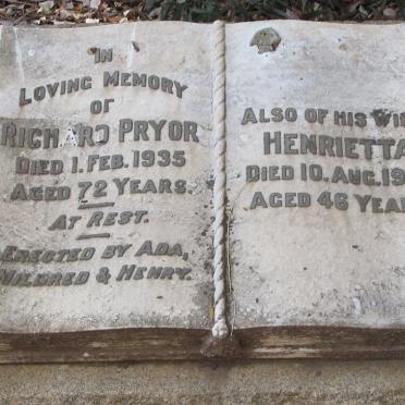 PRYOR Richard -1935 &amp; Henrietta -1918