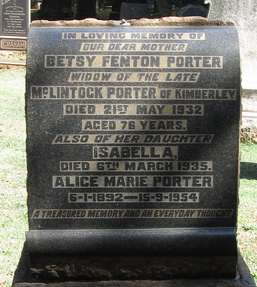 PORTER Betsy Fenton -1932 :: PORTER Isabella -1935 :: PORTER Alice Marie 1892-1954