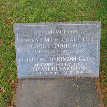 POORTMAN Laura Emilie Charlotte nee CARST 1843-1923 :: CARST Christine, HARTMANN 1874-1962 :: HARTMANN Elizabeth 1908-1991