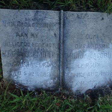 ROUX Hendrik Jacobus, le 1876-1954 &amp; Maria Elizabeth Jacomina 1883-1949