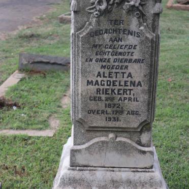 RIEKERT Aletta Magdelena 1872-1931