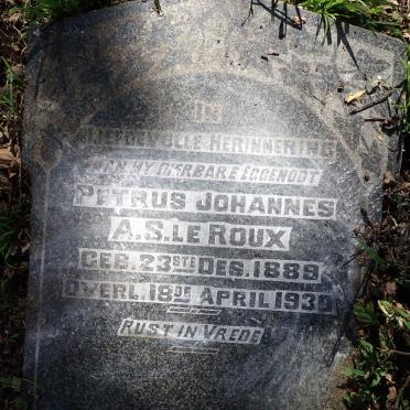 ROUX Petrus Johannes A.S., le 1889-1930