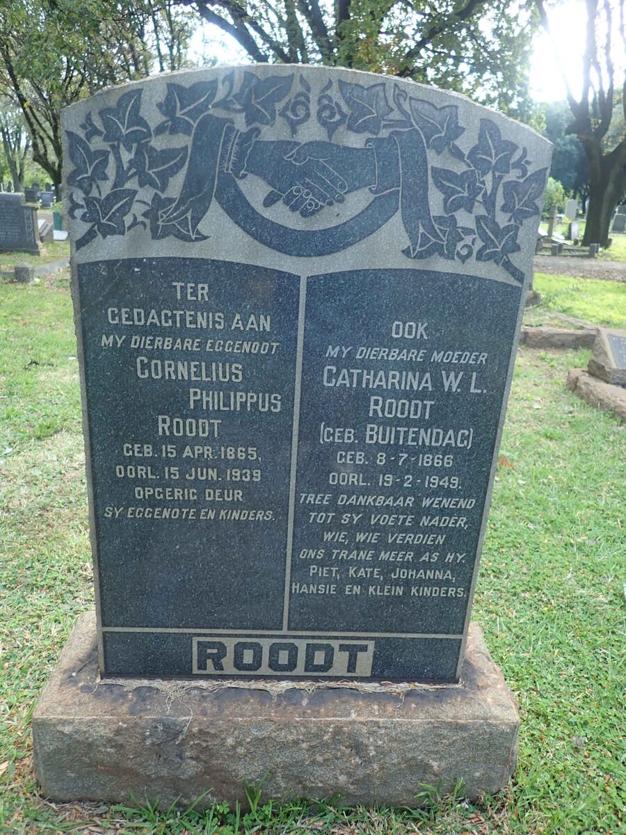 ROODT Cornelius Philippus 1865-1939 &amp; Catharina W.L. BUITENDAG 1866-1949