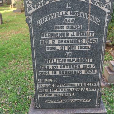 ROODT Hermanus J. 1843-1925 &amp; Hylitje M.P. 1847-1929