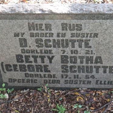 SCHUTTE D. -1921 :: BOTHA Betty nee SCHUTTE -1954