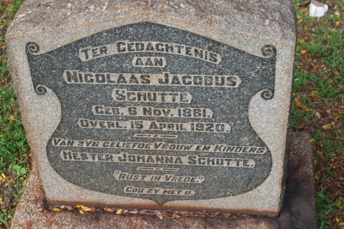 SCHUTTE Nicolaas Jacobus 1881-1920