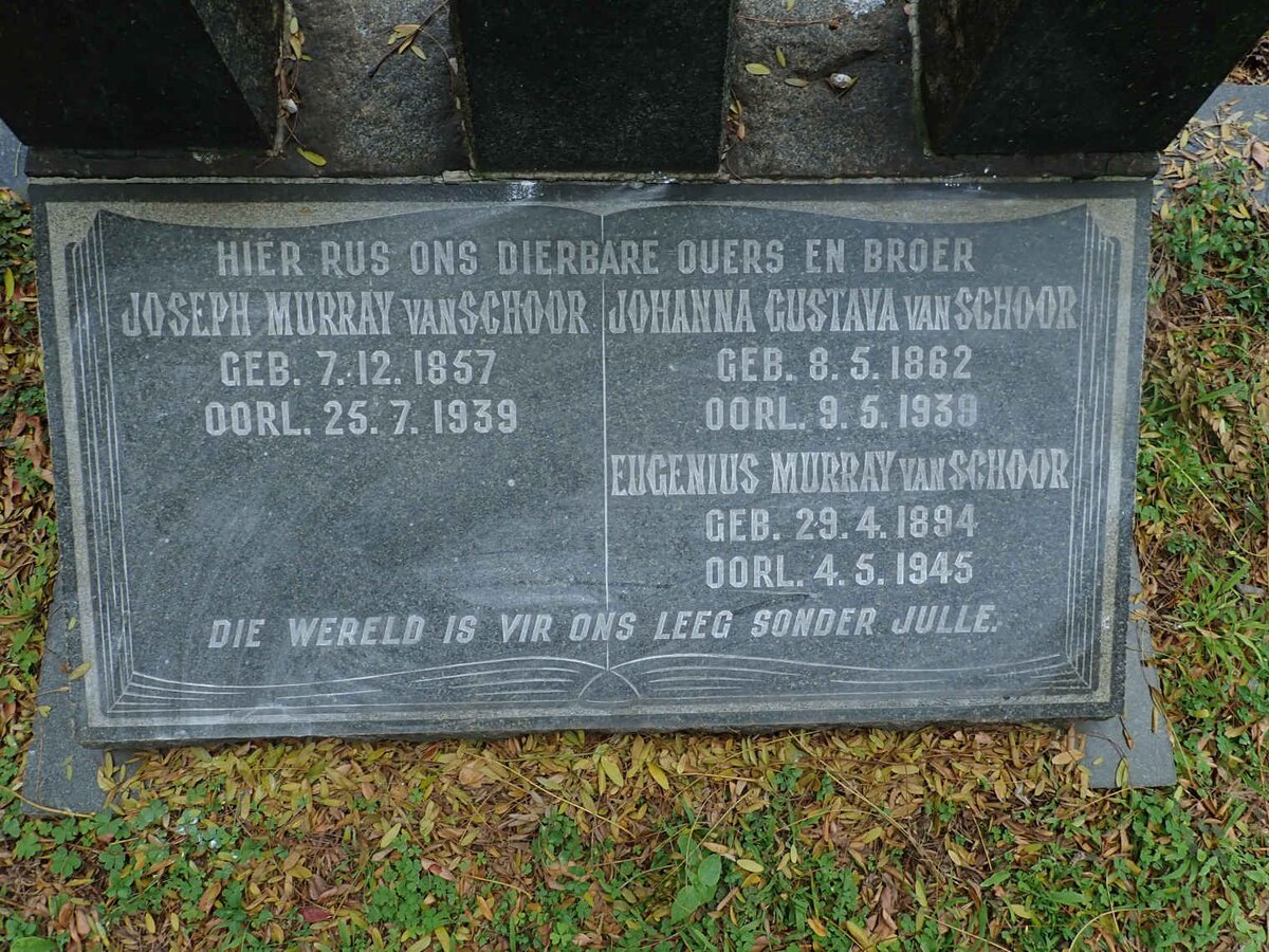 SCHOOR Joseph Murray, van 1857-1939 &amp; Johanna Gustava 1862-1939