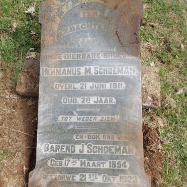 SCHOEMAN Barend J. 1854-1923 :: SCHOEMAN Hermanus M. -1911