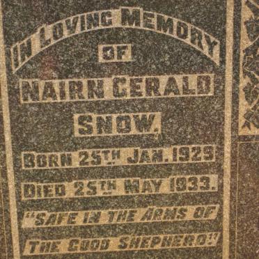 SNOW Nairn Gerald 1929-1933