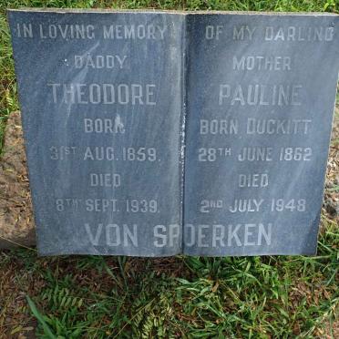 SPOERKEN Theodore, von 1859-1939 &amp; Pauline DUCKITT 1862-1948