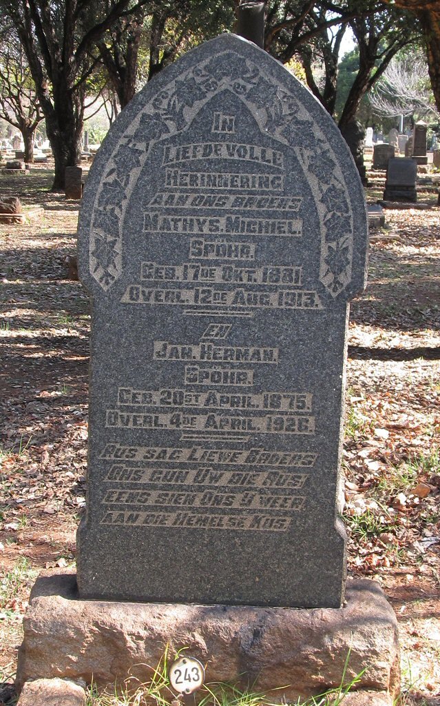 SPOHR Mathys Michiel 1881-1913 :: SPOHR Jan Herman 1875-1926