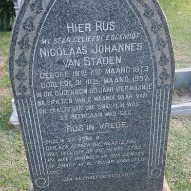 STADEN Nicolaas Johannes, van 1873-1952