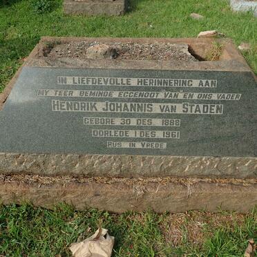 STADEN Hendrik Johannis, van 1886-1961