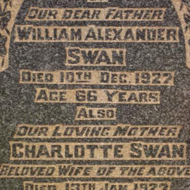 SWAN William Alexander -1927 &amp; Charlotte -1927
