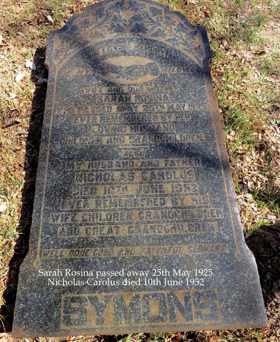 SYMONS Nicholas Carolus -1952 &amp; Sarah Rosina -1925