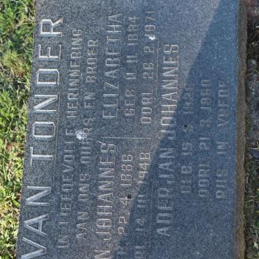 TONDER Jan Johannes, van 1886-1946 &amp; Elizabetha 1884-1971 :: TONDER Aderjan Johannes, van 1926-1960