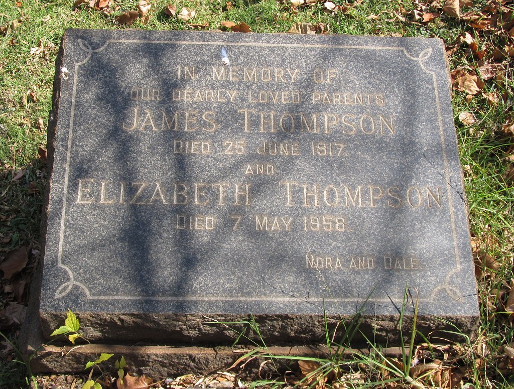 THOMPSON James -1917 &amp; Elizabeth -1958
