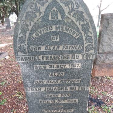 TOIT Gabriel Francois, du -1917 &amp; Dinah Johanna VOS  -1918