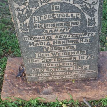 VORSTER Maria Hendrieka nee WEIDEMAN 1873-1925